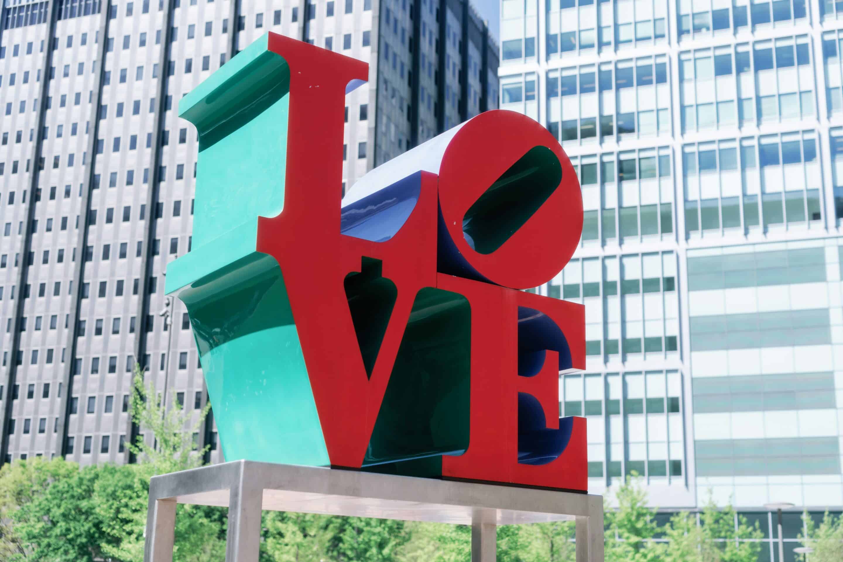 The iconic LOVE sculpture in downtown Philadelphia.