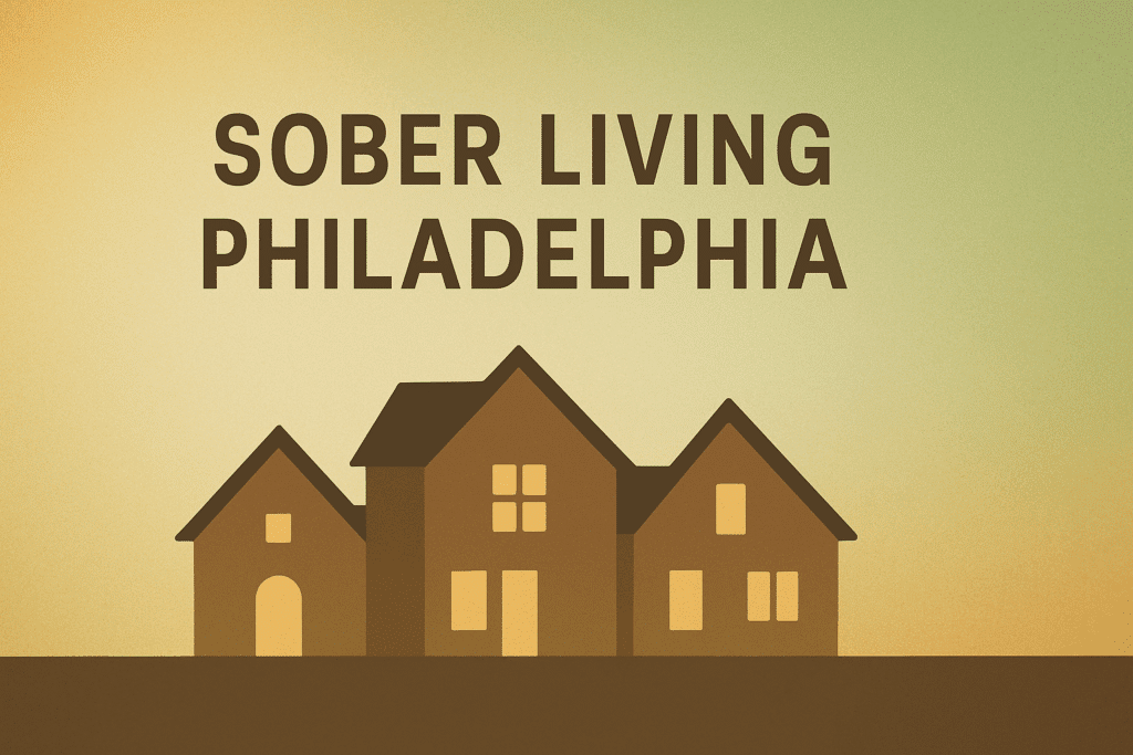 Illustration of sober living homes in Philadelphia, representing a safe, comfortable environment for men’s recovery in structured sober living community