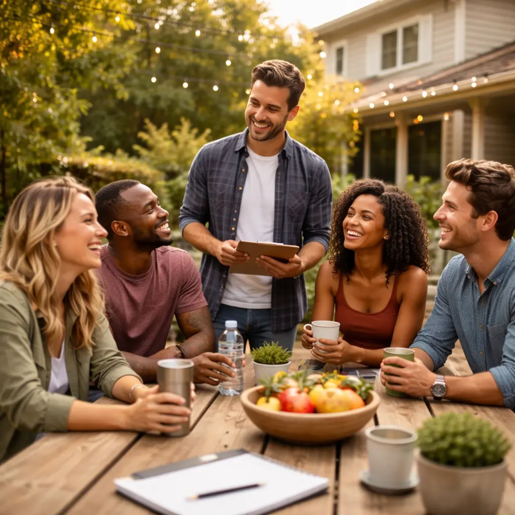 Quiet shared living space inside a sober house in Austin with natural light and clean design