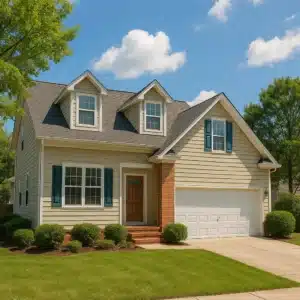A modern residential sober living home representing halfway house alternatives in Austin, featuring a clean and comfortable exterior with well-kept landscaping.