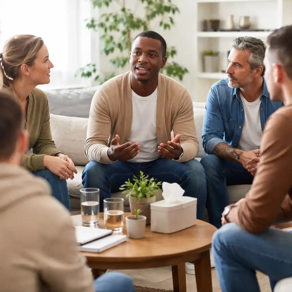 AA Step 7 support group meeting in a sober living home focused on humility and shared recovery