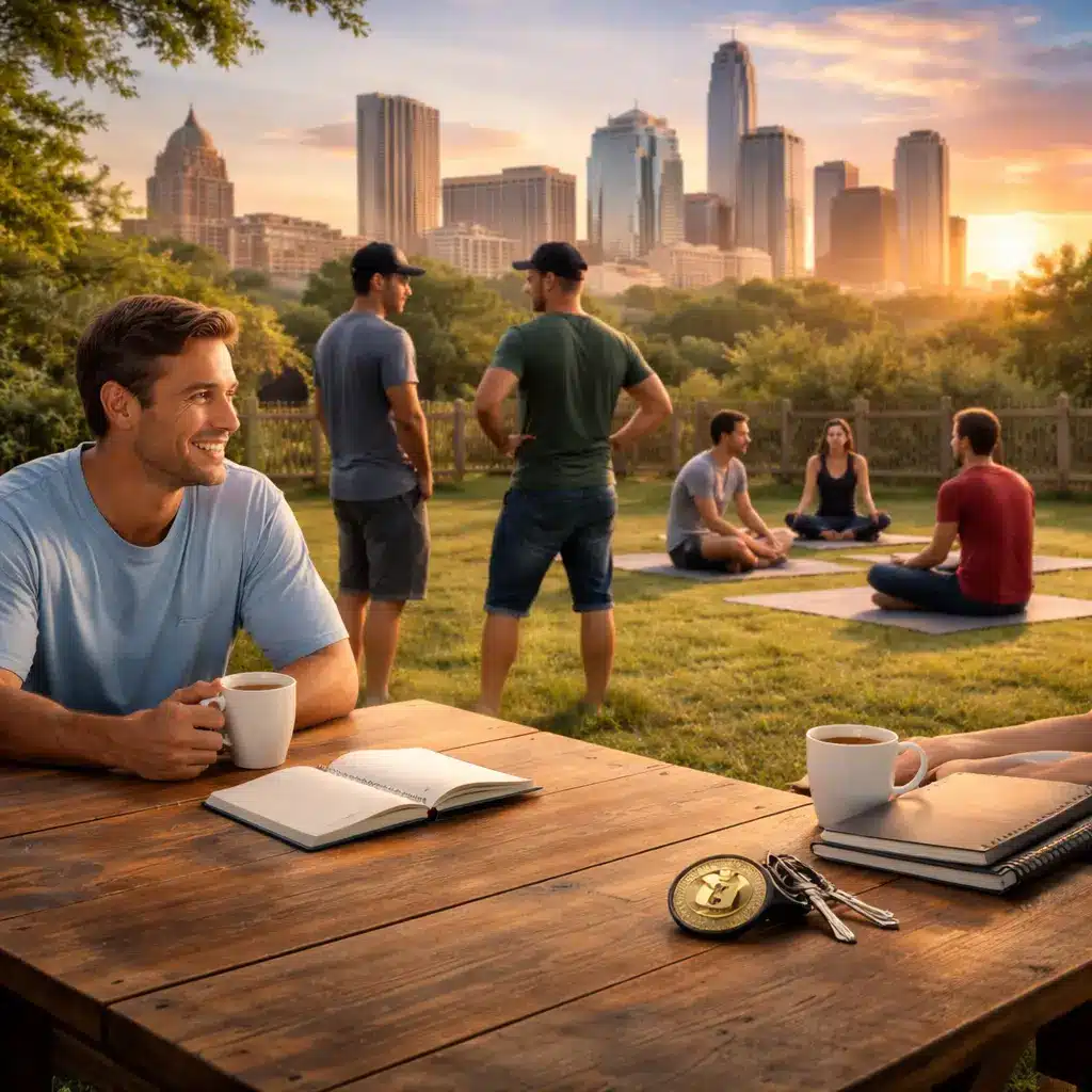 People in a sober living home in Austin participating in daily routines, group activities, and peer support during recovery